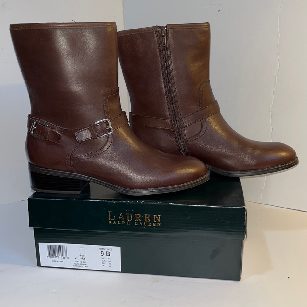 Lauren🐎 Ralph Lauren Mesi-Bo-CSL Burnished Calf Short boot